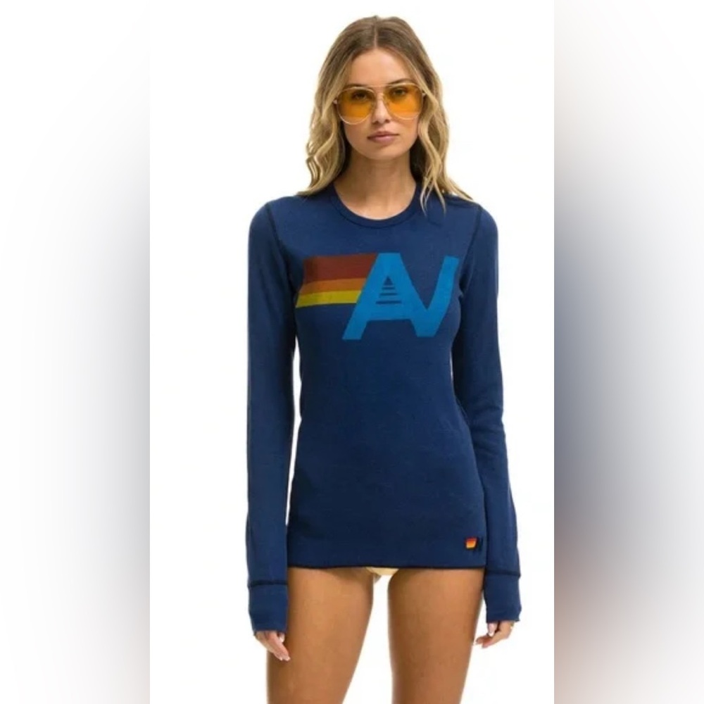 AVIATOR Nation thermal waffle knit long sleeve top UNISEX